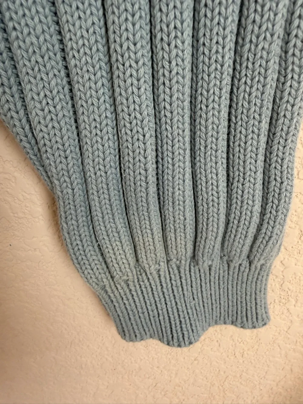 St Johns Bay Ribbed Knit Cotton Sweater Mens M Blue Vintage Shaker Crew 90s Cozy
